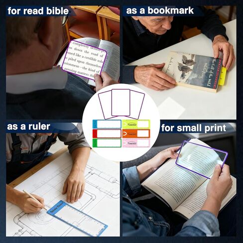 3 PCs Magnifying Sheet Lightweight Page Magnifier for Reading 3X Fresnel Lens with 3 PCs Magnifying Ruler and 3 PCs Magnifying Bookmark for Low Vision & Seniors in Kuwait