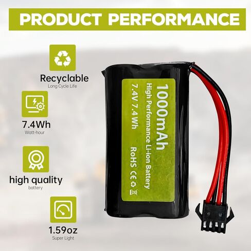 Sea Jump 2PCS 7.4V 2S 1000mAh بطارية ليثيوم أيون SM-4P التوصيل مع كابل شحن USB مناسب لـ M416 مسدس لعبة الجل الكهربائي EC16 DE85 RC لعبة سيارة التحكم عن بعد نموذج بطارية السيارة على الطرق الوعرة in Kuwait