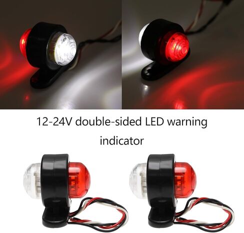 2pcs 12-24V LED Warning Indicator Light Double Sided Warning Side Marker Light Used for Truck Trailer RV Ship Parking Light Clearance Light White Red Black in Kuwait