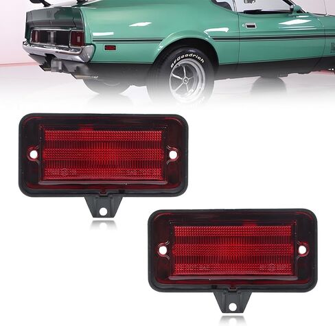 Rear Side Marker Light Compatible with Fo-rd Mus-tang 1971 1972 1973, [DOT Certified] [IP67 Waterproof] Red LED Turn Signal Marker Light, OEM Part #FM-BM024, 2 PCS, Smoked Lens in Saudi Arabia