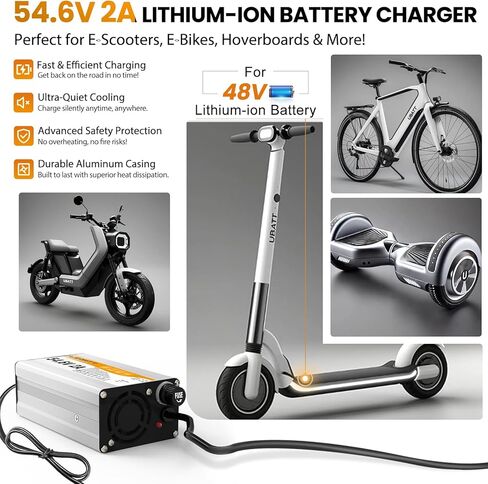 54.6V 2A Charger for 48V Lithium-ion Battery ebike Charger Electric Bike Charger Electric Scooter Charger Hoverboard Charger Universal Replacement Charger with 7 Connectors in Kuwait