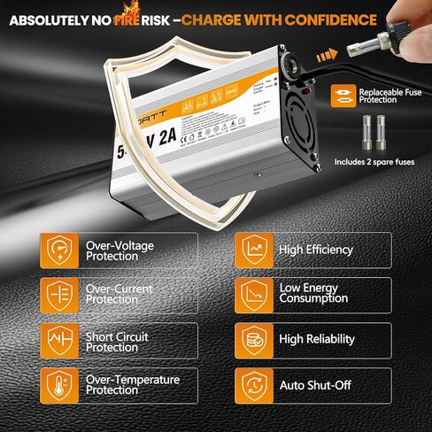 54.6V 2A Charger for 48V Lithium-ion Battery ebike Charger Electric Bike Charger Electric Scooter Charger Hoverboard Charger Universal Replacement Charger with 7 Connectors in Kuwait
