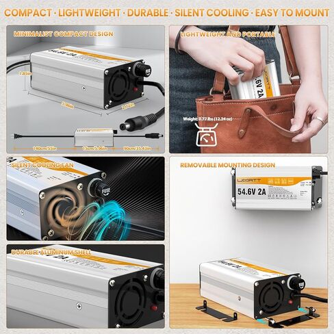 54.6V 2A Charger for 48V Lithium-ion Battery ebike Charger Electric Bike Charger Electric Scooter Charger Hoverboard Charger Universal Replacement Charger with 7 Connectors in Kuwait