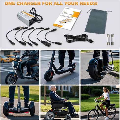 54.6V 2A Charger for 48V Lithium-ion Battery ebike Charger Electric Bike Charger Electric Scooter Charger Hoverboard Charger Universal Replacement Charger with 7 Connectors in Kuwait