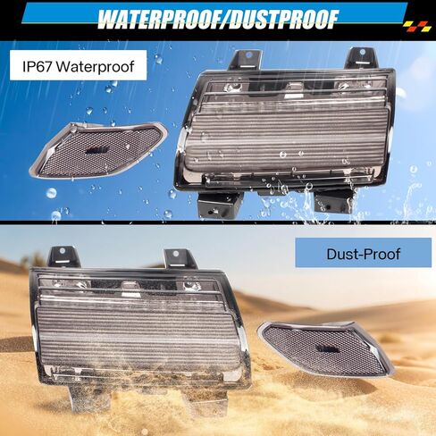 مصابيح إشارة الانعطاف المتتابعة LED ومصابيح الإشارة الجانبية المتوافقة مع Jeep Wrangler JL 2018-2023/2020-2023 Gladiator JT مع DRL، وعدسة دخان (غير مناسبة لـ JL Sport، JLU، Willys) in Kuwait