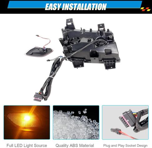 مصابيح إشارة الانعطاف المتتابعة LED ومصابيح الإشارة الجانبية المتوافقة مع Jeep Wrangler JL 2018-2023/2020-2023 Gladiator JT مع DRL، وعدسة دخان (غير مناسبة لـ JL Sport، JLU، Willys) in Kuwait