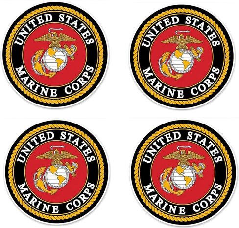 4 - Pack Military Tribute Vinyl Decals – 4" Round Marine Corp - Style Emblem Stickers – Durable Weatherproof Adhesive for Cars, Trucks, Laptops, Helmets & Gear. in Saudi Arabia