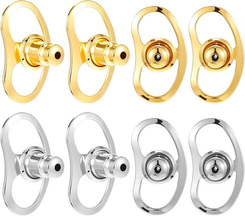 8 Pcs Lobe Lifters, Locking Bullet Earring Backs for Droopy Ears, Large Earring Backings Replacements for Studs, Tight Earrings Lifter Backers for Heavy Earrings (Gold + Silver) in Saudi Arabia