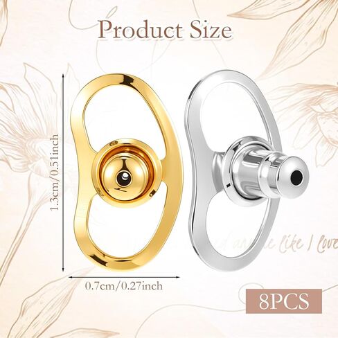 8 Pcs Lobe Lifters, Locking Bullet Earring Backs for Droopy Ears, Large Earring Backings Replacements for Studs, Tight Earrings Lifter Backers for Heavy Earrings (Gold + Silver) in Saudi Arabia