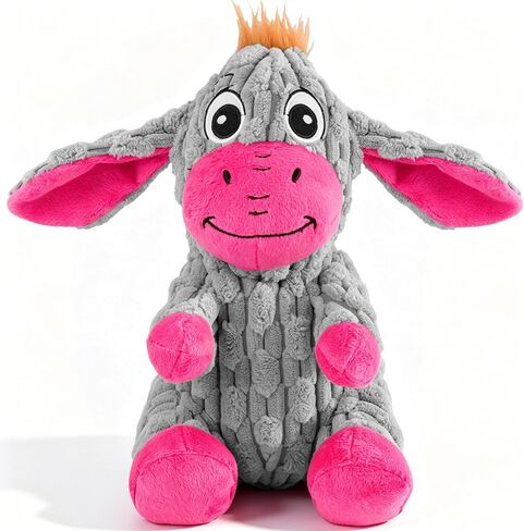 Squeaky Plush Dog Toy, Crinkle Ears Interactive Dog Chew Toy for Small Medium Dogs, Durable Corduroy Stuffed Animal Dog Toys for Puppy Teething, Boredom Relief & Indoor Fetch Play in Saudi Arabia