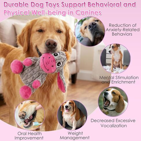 Squeaky Plush Dog Toy, Crinkle Ears Interactive Dog Chew Toy for Small Medium Dogs, Durable Corduroy Stuffed Animal Dog Toys for Puppy Teething, Boredom Relief & Indoor Fetch Play in Saudi Arabia
