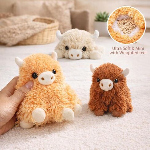 Highland Cow Stuffed Animals with 3 Baby Calves Inside – Fluffy Mommy Cow Plush, Surprise Babies for Imaginative Play, Cute Farm Plush Toys for Girls Boys Ages 3-8, Kids Travel & Gift Toy in Saudi Arabia