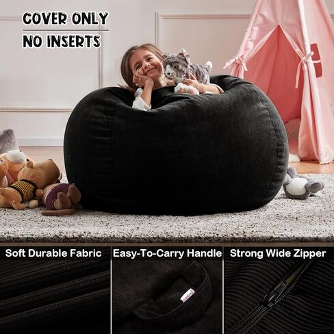 Bean Bag Chair Cover (No Filler) for Kids and Adults,Beanbag Stuffed Animal Storage Without Filling Plush Toys Holder and Organizer Soft Premium Corduroy 200L in Saudi Arabia