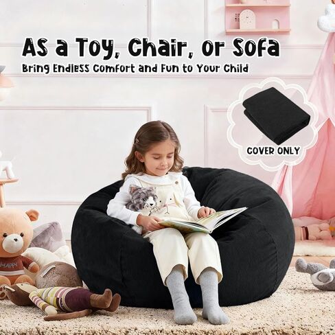 Bean Bag Chair Cover (No Filler) for Kids and Adults,Beanbag Stuffed Animal Storage Without Filling Plush Toys Holder and Organizer Soft Premium Corduroy 200L in Saudi Arabia