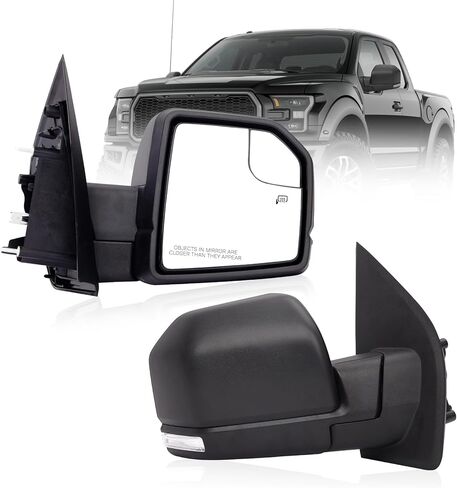 OFHZ Replacement Towing Mirrors, Side Mirror fit for 2015-2020 Ford F150, Power Adjustment, Amber Turn Signal, Black Textured Finish, Replaces OEM FL3Z17683CB, FL3Z17682CB (6-pins, Right) in Saudi Arabia