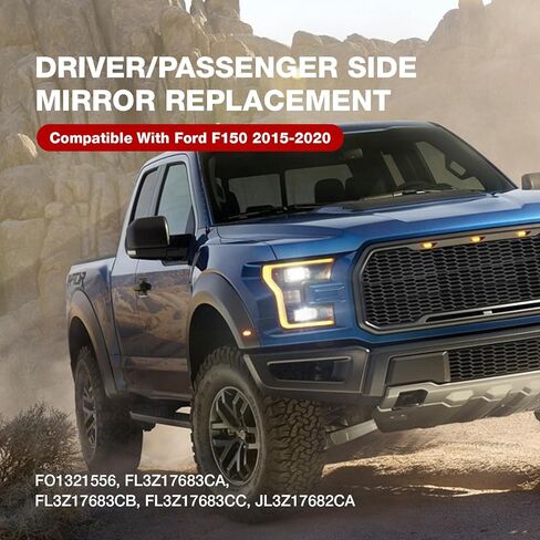 OFHZ Replacement Towing Mirrors, Side Mirror fit for 2015-2020 Ford F150, Power Adjustment, Amber Turn Signal, Black Textured Finish, Replaces OEM FL3Z17683CB, FL3Z17682CB (6-pins, Right) in Saudi Arabia