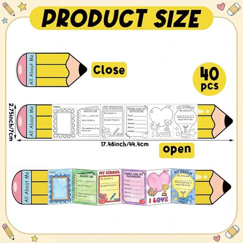 MotiMind 40 Pcs All About Me Posters Star of The Week DIY Coloring Posters Star Students Ready to Decorate Booklets for Elementary School Kindergarten Classroom Supplies in Kuwait