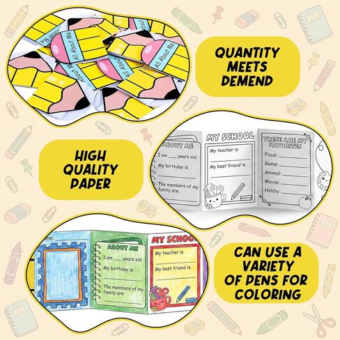 MotiMind 40 Pcs All About Me Posters Star of The Week DIY Coloring Posters Star Students Ready to Decorate Booklets for Elementary School Kindergarten Classroom Supplies in Kuwait