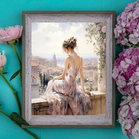 FUKVHIL DIY Paint by Number for Adults, Woman Sitting on The Terrace Admiring The City Scenery Paint by Number Set with Professional Brushes, 40x50cm, No Frame in Saudi Arabia