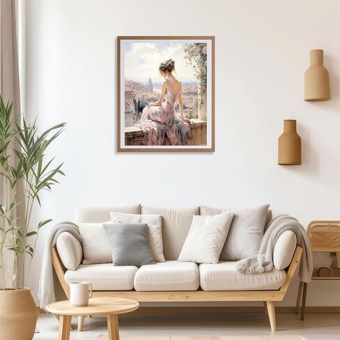 FUKVHIL DIY Paint by Number for Adults, Woman Sitting on The Terrace Admiring The City Scenery Paint by Number Set with Professional Brushes, 40x50cm, No Frame in Saudi Arabia