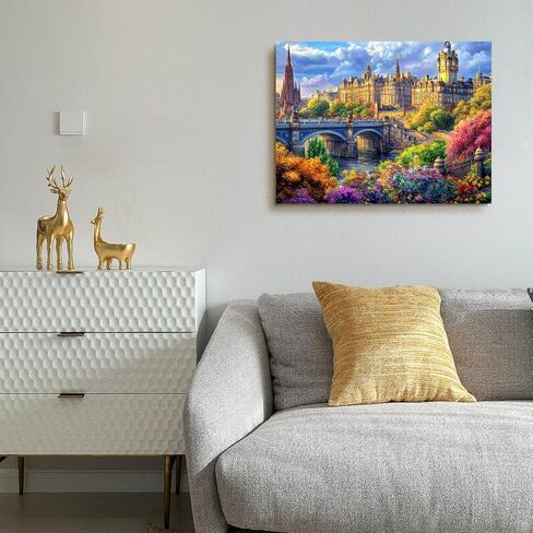 Edinburgh Architectural Landscape in Scotland Paint by Numbers Kit for Adults, 16"x20" Canvas Painting Kit for Beginners, Modern Aesthetic DIY Paint by Number on Canvas for Home Wall Decor 875 in Kuwait