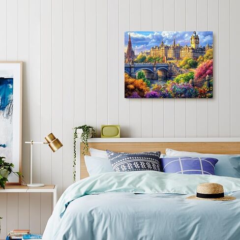Edinburgh Architectural Landscape in Scotland Paint by Numbers Kit for Adults, 16"x20" Canvas Painting Kit for Beginners, Modern Aesthetic DIY Paint by Number on Canvas for Home Wall Decor 875 in Kuwait