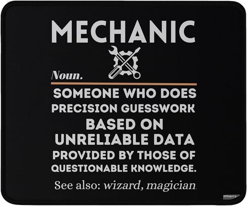 Funny Mechanic Definition Mouse Pad, Dad Car Garage Father's Day Black Gaming Mousepad 9.5x7.9 Inches in Saudi Arabia