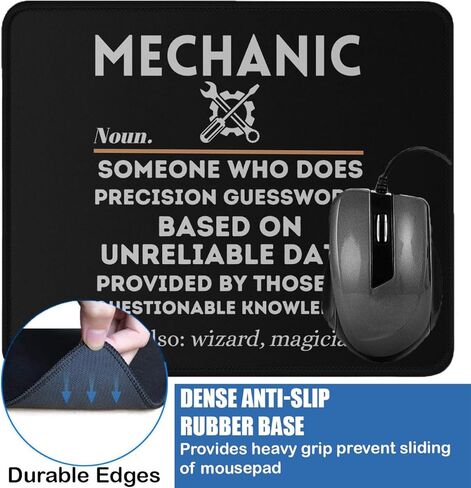 Funny Mechanic Definition Mouse Pad, Dad Car Garage Father's Day Black Gaming Mousepad 9.5x7.9 Inches in Saudi Arabia