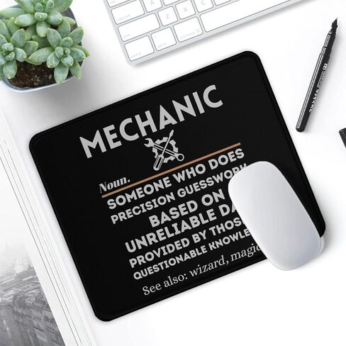 Funny Mechanic Definition Mouse Pad, Dad Car Garage Father's Day Black Gaming Mousepad 9.5x7.9 Inches in Saudi Arabia