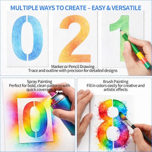 8 Inch Number Stencils Set for Painting, Spray Paint Stencil, Large Digital Templates, Curb Number Painting Kit for Address Numbers, Mailbox, Wood Signs, Walls & Cakes in Saudi Arabia