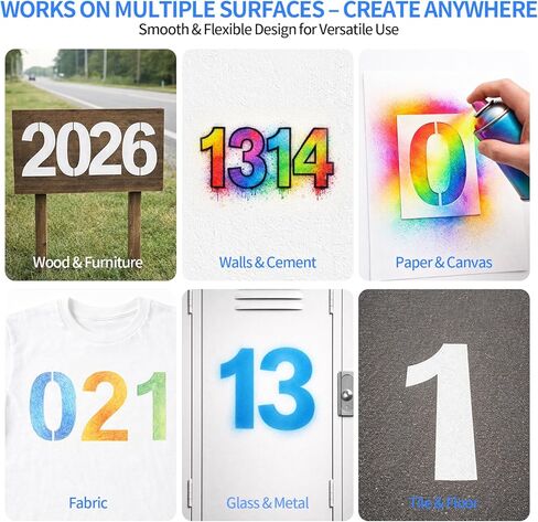 8 Inch Number Stencils Set for Painting, Spray Paint Stencil, Large Digital Templates, Curb Number Painting Kit for Address Numbers, Mailbox, Wood Signs, Walls & Cakes in Saudi Arabia