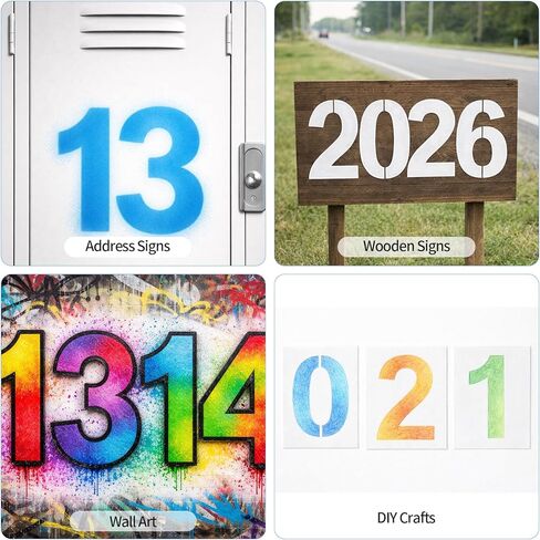 8 Inch Number Stencils Set for Painting, Spray Paint Stencil, Large Digital Templates, Curb Number Painting Kit for Address Numbers, Mailbox, Wood Signs, Walls & Cakes in Saudi Arabia