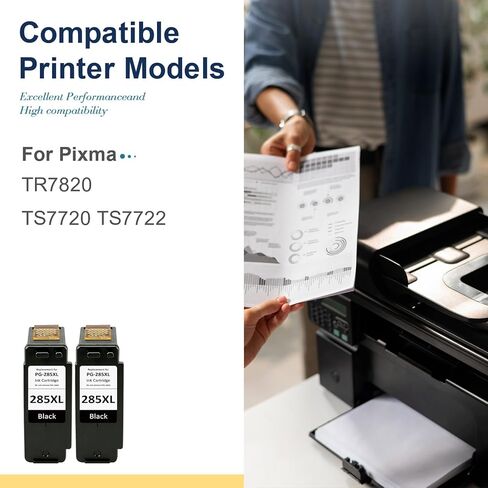 Frwazo1500 Pages High Yield PG-285XL 285 285XL Ink Cartridge Black Replacement for Canon 285 Black Ink Compatible with Canon Pixma TR7820, TS7720, TS7722 Inkjet Printer (2 Black, 2 Pack) in Saudi Arabia