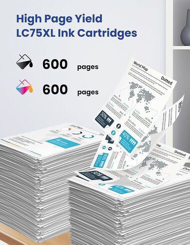 LC75 Ink Cartridges Set High-Yield LC75XL LC75BK LC75C LC75M LC75Y Replacement for Brother LC75 LC71 LC79 XL Ink for MFC-J6510DW MFC-J6710DW MFC-J6910DW MFC-J280W MFC-J425W Printer Ink 4-Pack in Saudi Arabia
