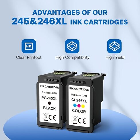 245XL 246XL Combo Pack for Canon Ink 245 246 PG-245 XL CL-246 XL Ink Cartridges for Canon Pixma TR4500 TR4520 MX490 MX492 MG2522 MG2420 MG2920 MG2924 MG3022 TS3120 TS3320 TS3122 (Black, Tri-Color) in Saudi Arabia