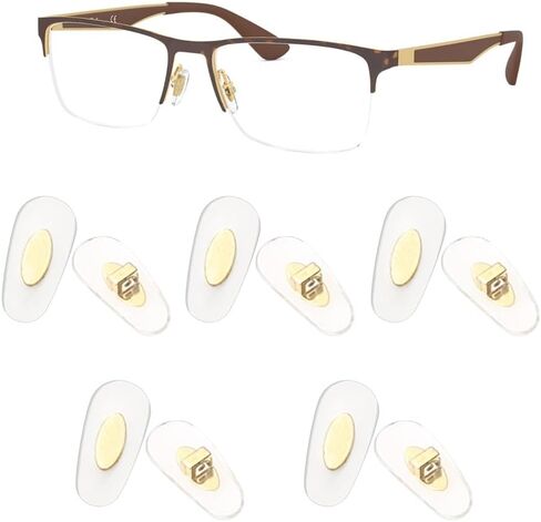 وسادات أنف بديلة لنظارات Ray Ban RB6335 RB3549 RB4071 RB6336 RB7140، RB8415 والمزيد من النظارات وقوالب النظارات الشمسية (5 أزواج ذهبية) in Kuwait