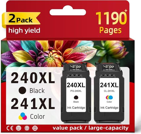 240 241 XL Ink Cartridge Replacement for Canon 240XL 241XL PG-240 CL-241 XL to MG3620 MG3600 TS5120 TS5100 MG3520 MX472 MG2120 MG2220 MG3120 MG3122 MG3220 MX452 MX512 MX532 Printer Black Color 2-Pack in Saudi Arabia