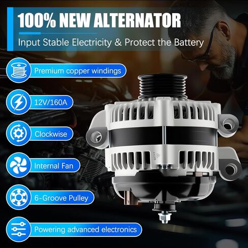 Alternator 11113 Fit for Dodge Charger 2006-2007, Magnum 2005-2007, for Chrysler 300 2005-2007 2.7L 3.5L 5.7L 6.1L Automotive Replacement Alternators 04896805AB 4210000260 4210000261 in Kuwait