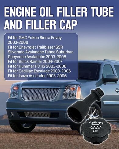 Engine Oil Filler Tube w/Cap Fit for Chevy Trailblazer Silverado Avalanche Suburban Cheyenne Avalanche for GMC Yukon Sierra for Buick Rainier for Cadillac Escalade 2003-2008 in Saudi Arabia