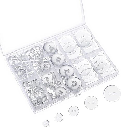 160 Pcs Clear Buttons, 5 Sizes Round Clear Buttons for Sewing Crafts Resin Button with 2 Holes for Coats, Dresses, Skirts & DIY Crafts (Transparent) in Saudi Arabia