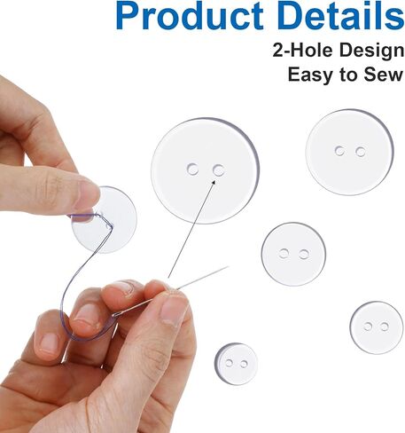 160 Pcs Clear Buttons, 5 Sizes Round Clear Buttons for Sewing Crafts Resin Button with 2 Holes for Coats, Dresses, Skirts & DIY Crafts (Transparent) in Saudi Arabia