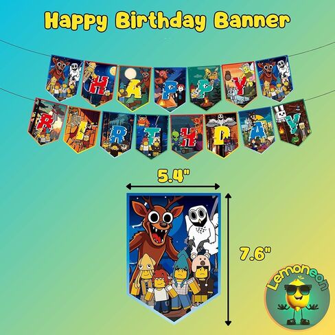 Birthday Party Decorations Supplies Happy Birthday Banner Cake Cupcake Toppers Balloons Hanging Swirls Background in Saudi Arabia