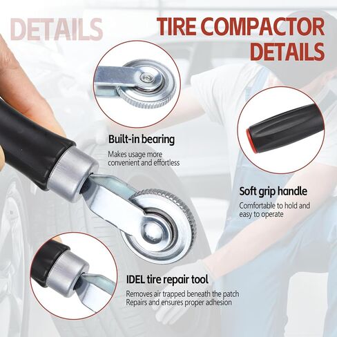 Hovom 2PCS Tire Repair Tools, Tire Compaction Roller & Inner Liner Scraper Tool Kit, Tires Patch Roller, Car Tires Patch Tool Kit for SUV Truck Motorcycle Bike, Universal Car Accessories in Saudi Arabia