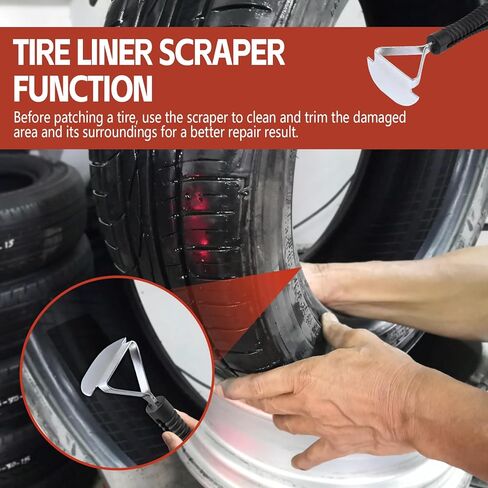 Hovom 2PCS Tire Repair Tools, Tire Compaction Roller & Inner Liner Scraper Tool Kit, Tires Patch Roller, Car Tires Patch Tool Kit for SUV Truck Motorcycle Bike, Universal Car Accessories in Saudi Arabia