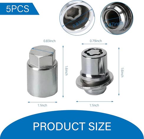 5 PCS M12 x 1.5 Wheel Lug Nut Kit, Metal Anti-Theft Locking Lug Nuts, Compatible with Avalon C-HR Camry Celica Corolla Highlander Lexus Replace OEM Number# 00276-00900 (Silver) in Saudi Arabia