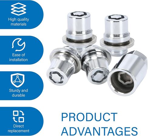 5 PCS M12 x 1.5 Wheel Lug Nut Kit, Metal Anti-Theft Locking Lug Nuts, Compatible with Avalon C-HR Camry Celica Corolla Highlander Lexus Replace OEM Number# 00276-00900 (Silver) in Saudi Arabia