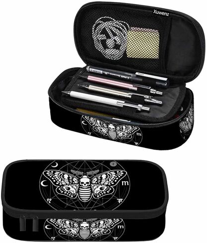 Black White Bats Pencil Case Halloween Bat Large Large Capacity Pen Pouch for School Student Office Adult Girl Boy in Saudi Arabia