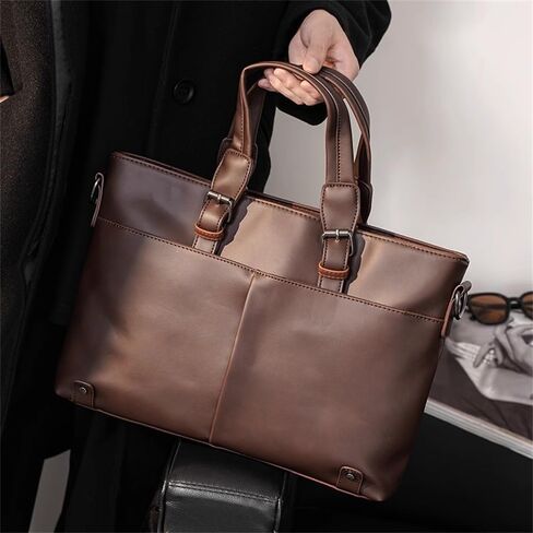 Briefcases for Men Men's Briefcase Vintage PU Leather Casual Crossbody Bag for Business Travel Office in Saudi Arabia