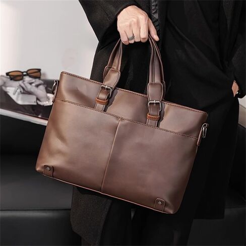 Briefcases for Men Men's Briefcase Vintage PU Leather Casual Crossbody Bag for Business Travel Office in Saudi Arabia