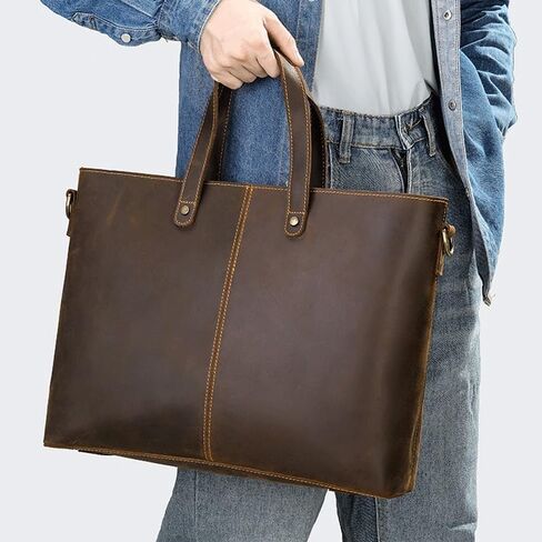 Crazy Horse Leather Large Capacity Computer Bag Tote Retro Single Shoulder Crossbody in Saudi Arabia